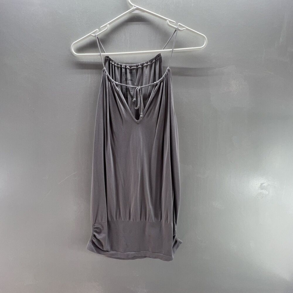 M. Rena Top Women's One Size Tank Smocked Waist Stretch Taupe Blouse